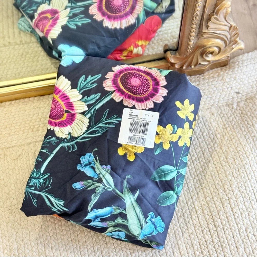 Anthropologie Organic Cotton Sateen Floral Printed Duvet Cover by Maeve